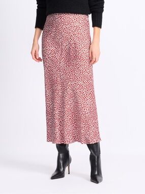 Z SUPPLY Europa Midi Slip Skirt in Red Hearts Size M NWT